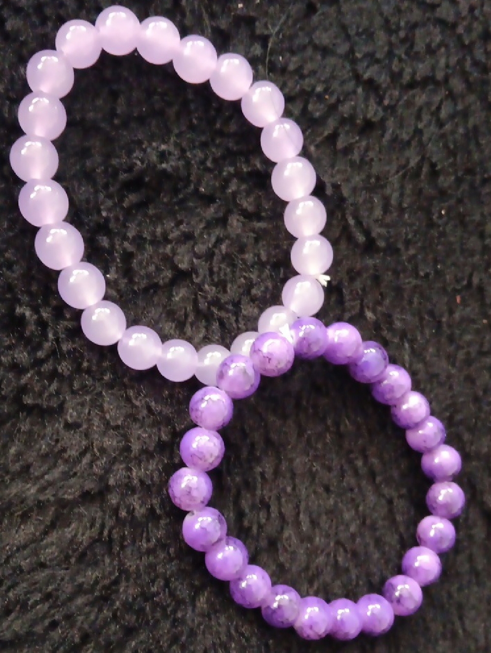 Purple Beaded Stretch Bracelet Set - Lavender & Violet